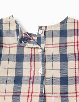 Blusa de Algodón a Cuadros para Niña 'B&S', Beige/Azul/Rojo