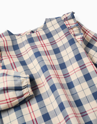 Blusa de Algodón a Cuadros para Niña 'B&S', Beige/Azul/Rojo