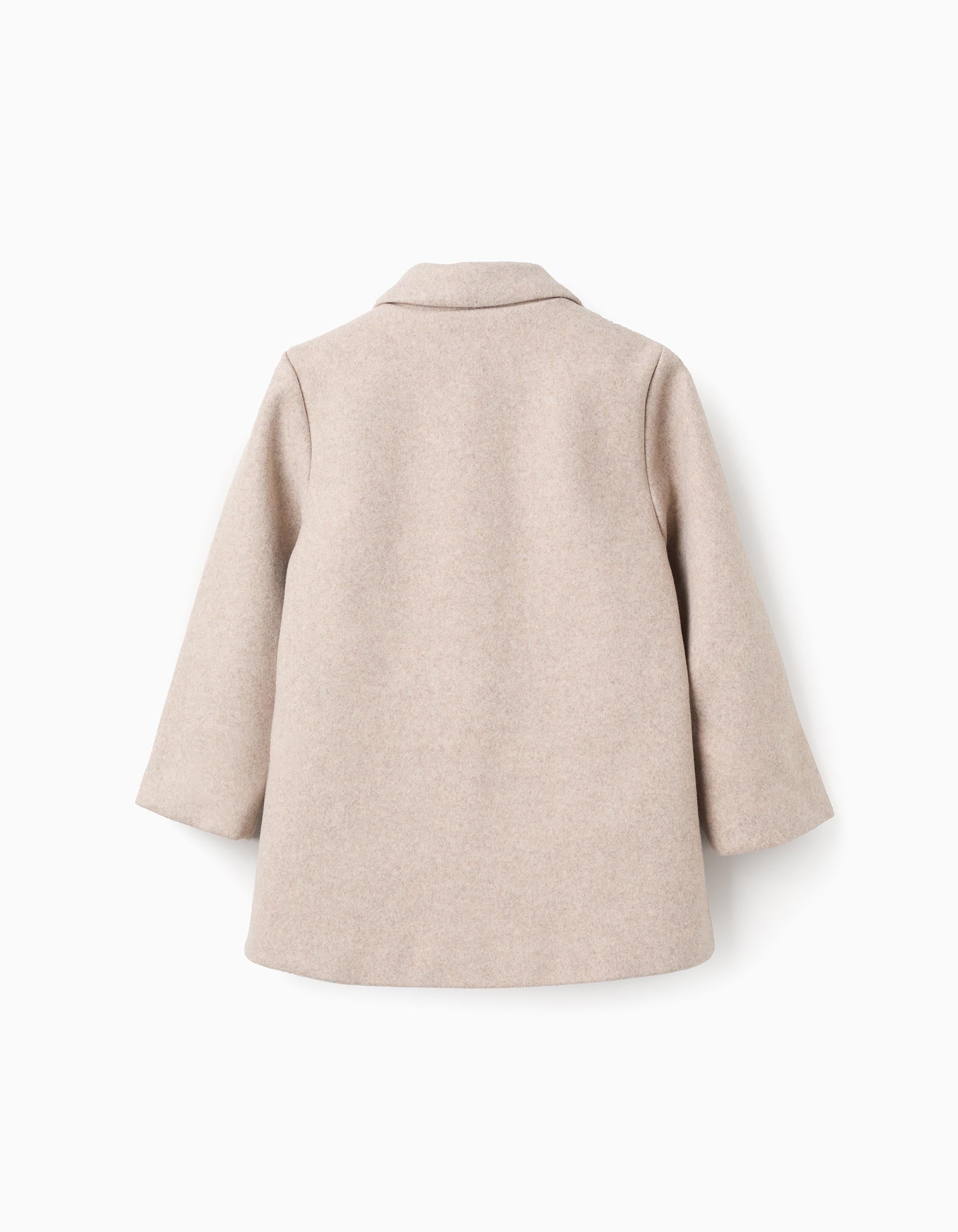 Wool effect coat with lining You&Me for girls, beige