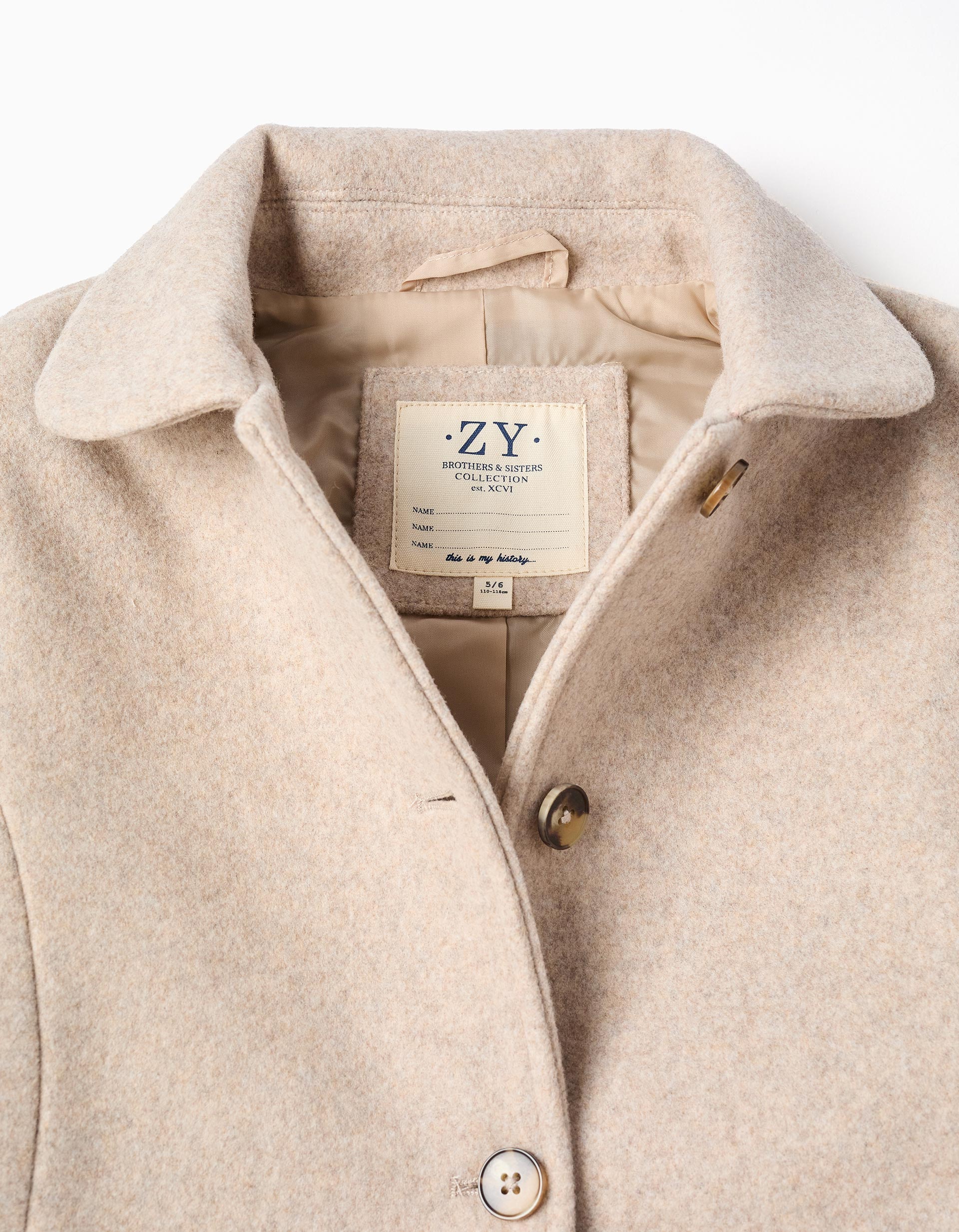 Wool effect coat with lining You&Me for girls, beige