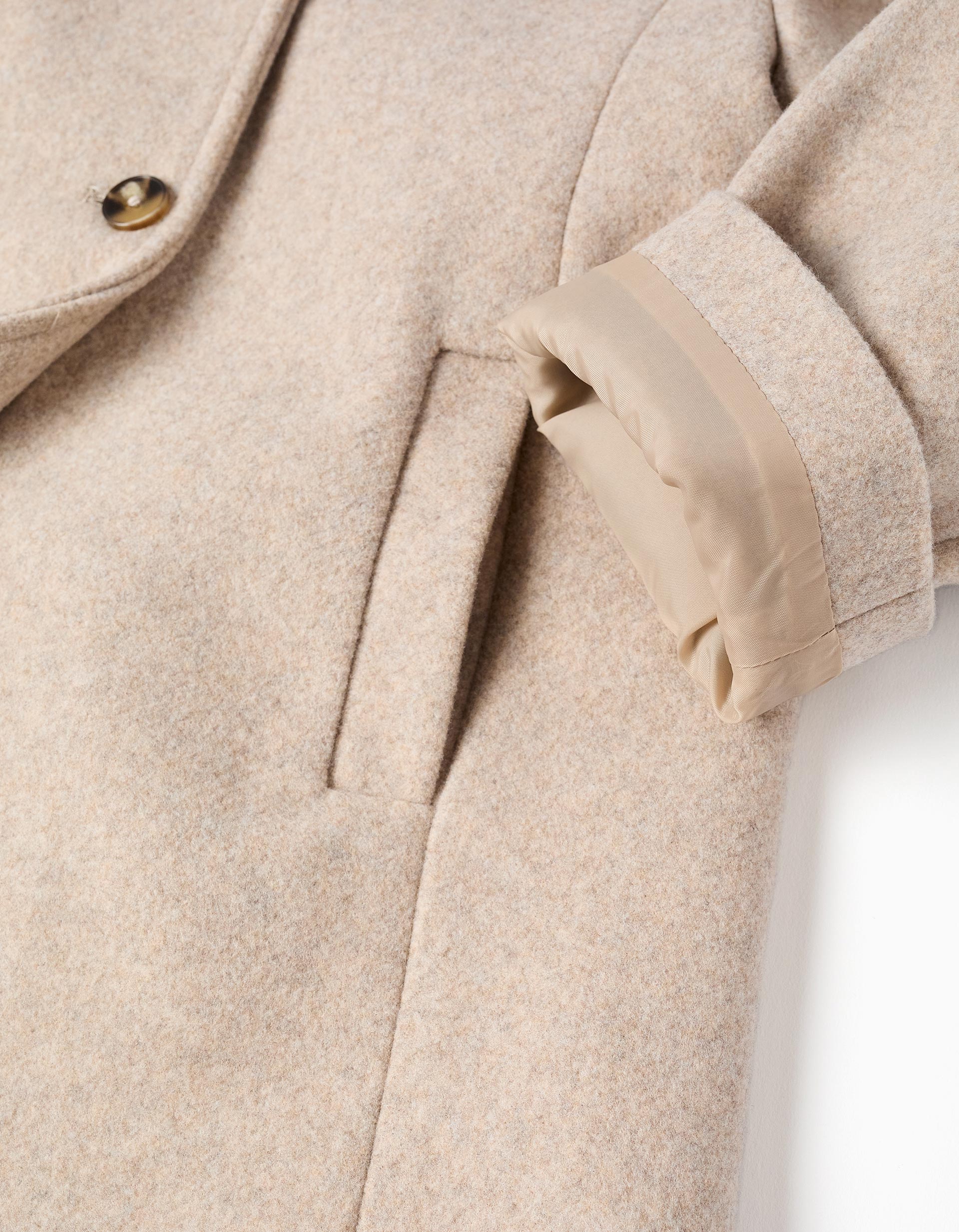 Wool effect coat with lining You&Me for girls, beige