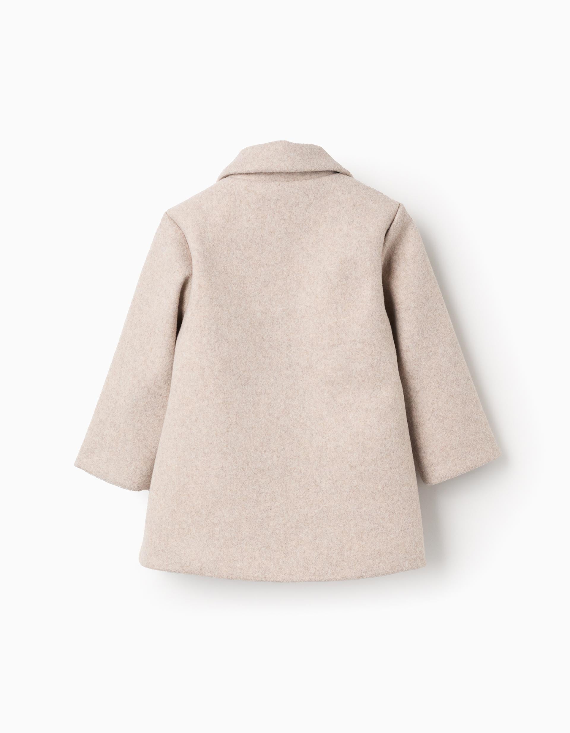 Wool effect coat with lining You&Me for baby girls, beige