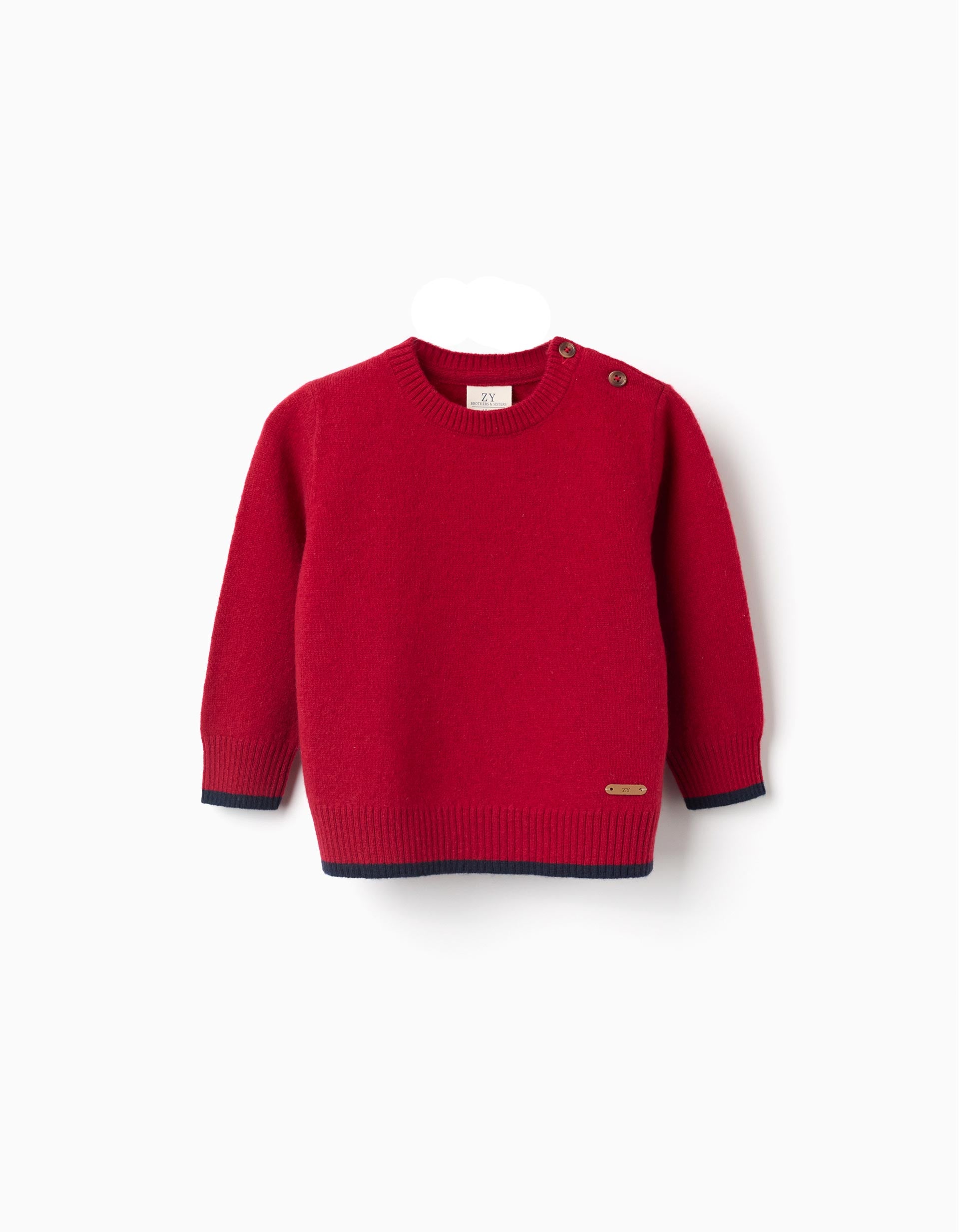 Knitted jumper in a wool blend for baby boys, red/dark blue