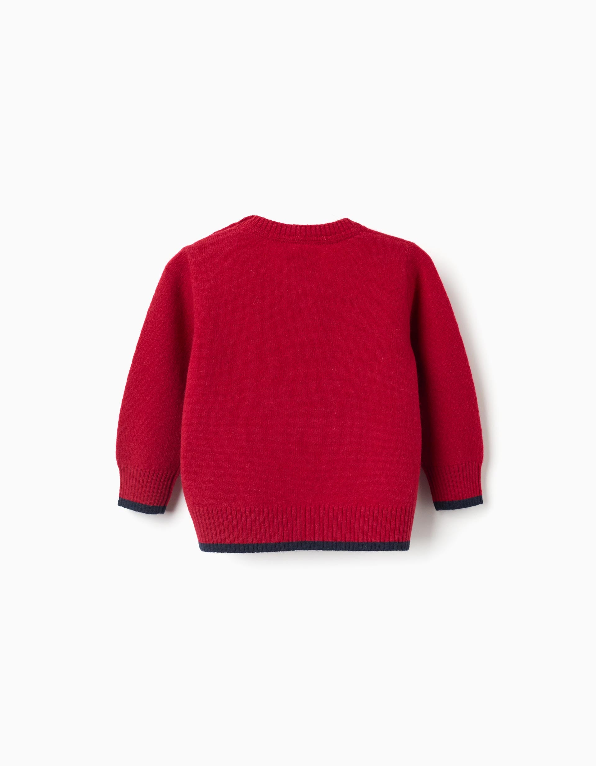 Knitted jumper in a wool blend for baby boys, red/dark blue