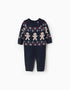 Babygrow de malha com jacquard para recém-nascido, azul-escuro