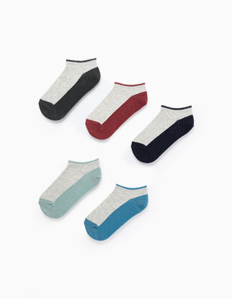 Pack 5 Paires de Socquettes Bicolores pour Garçon, Multicolore
