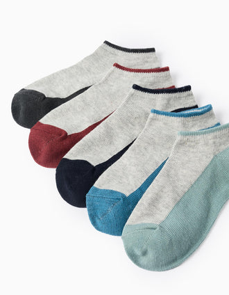 Pack 5 Paires de Socquettes Bicolores pour Garçon, Multicolore