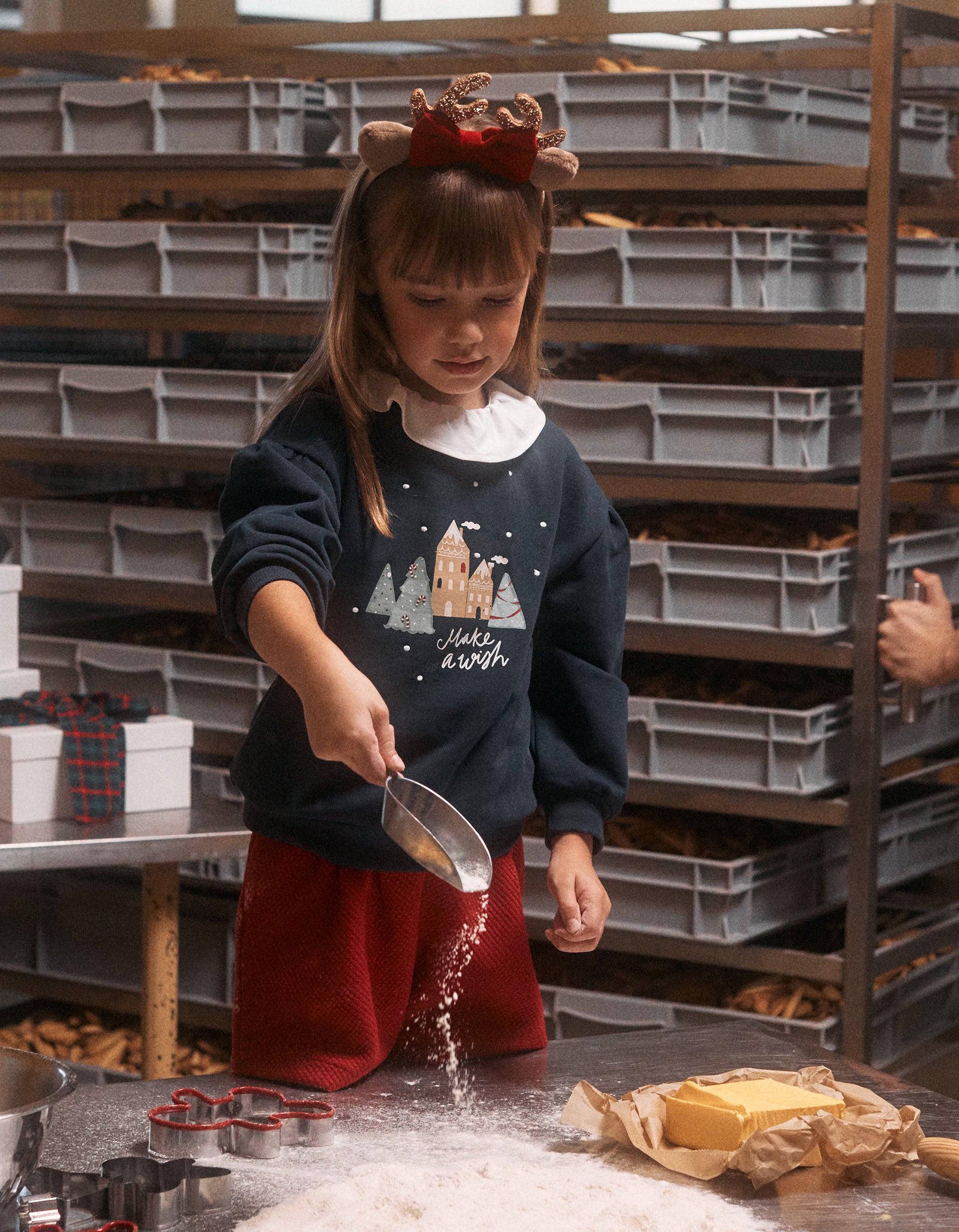 Brushed sweatshirt with Make a Wish print for girls, dark blue