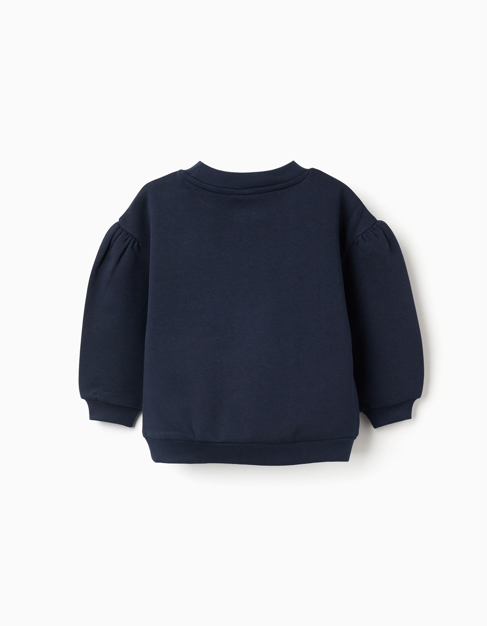 Brushed sweatshirt with Make a Wish print for girls, dark blue