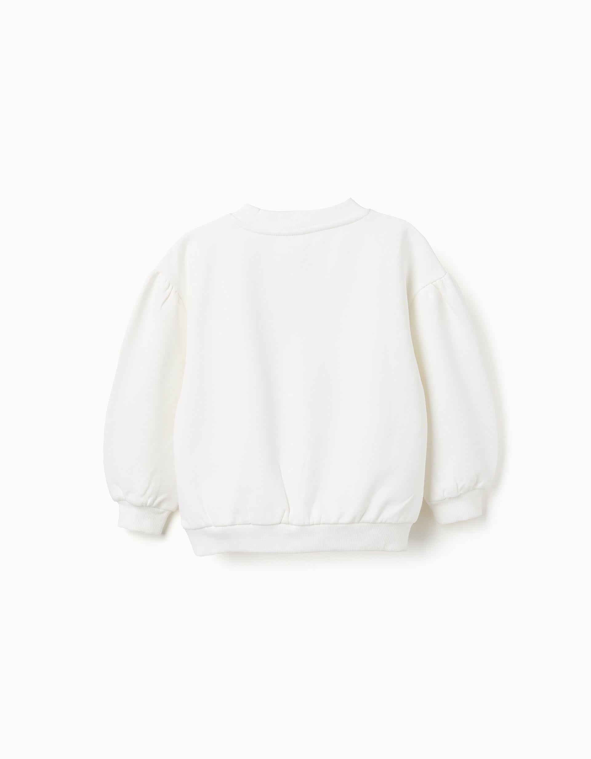 Brushed sweatshirt with reindeer print for girls, white