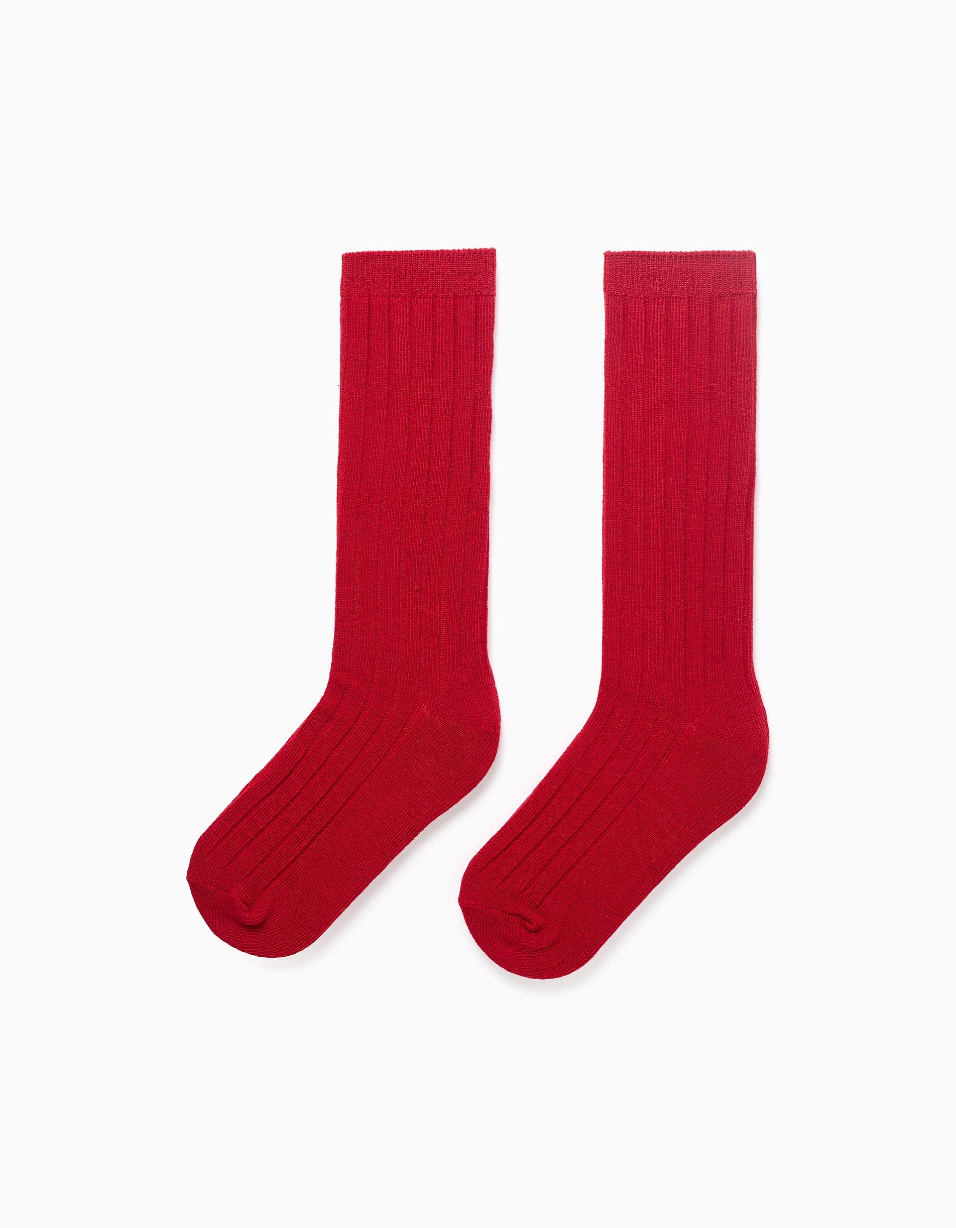 Calcetines altos acanalados para niño, rojo