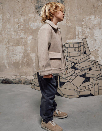 Abrigo efecto lana con cremallera y bolsillos 'B&S' para niño, beige