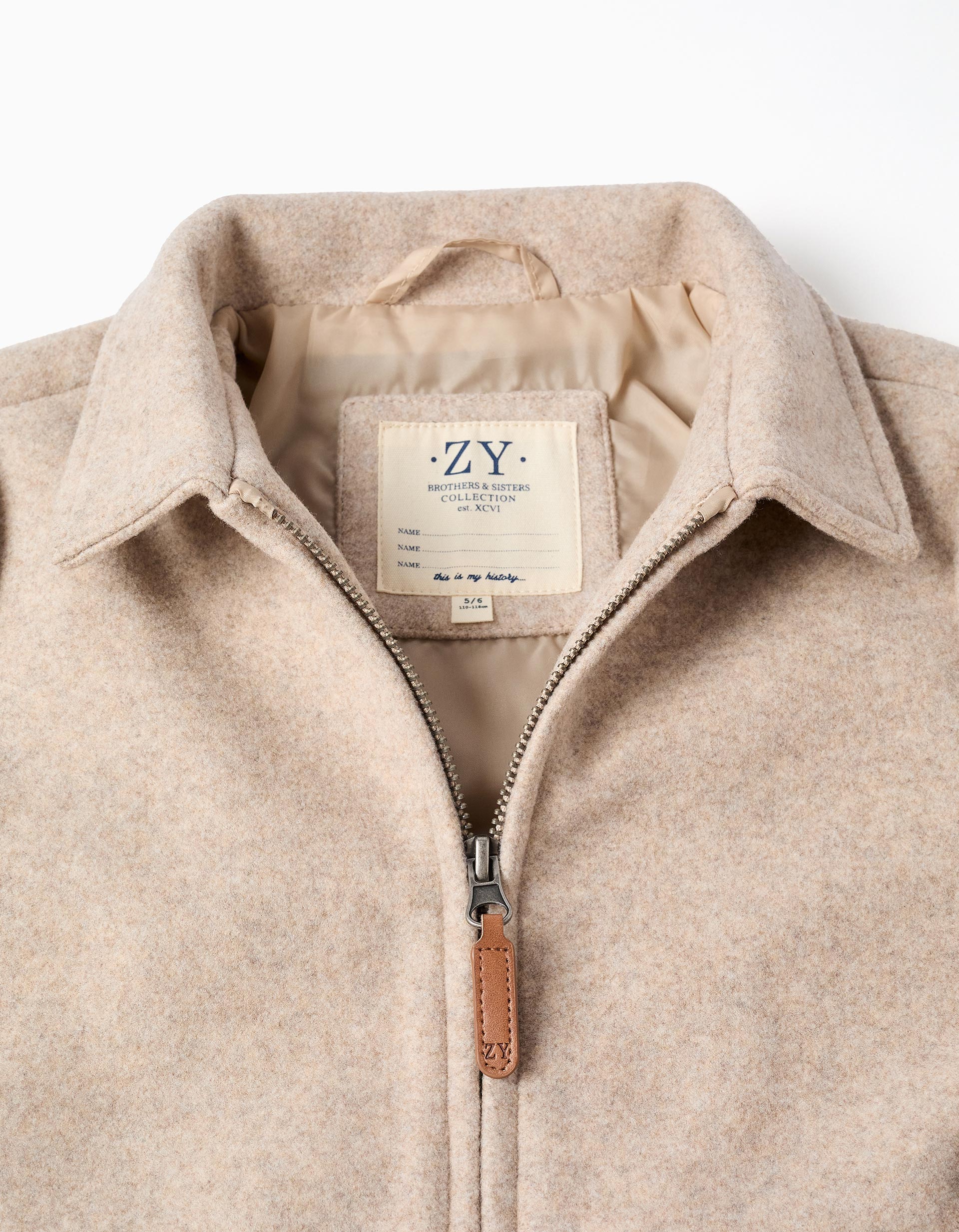 Wool effect coat with zip and flap pockets 'B&S' for boys, beige