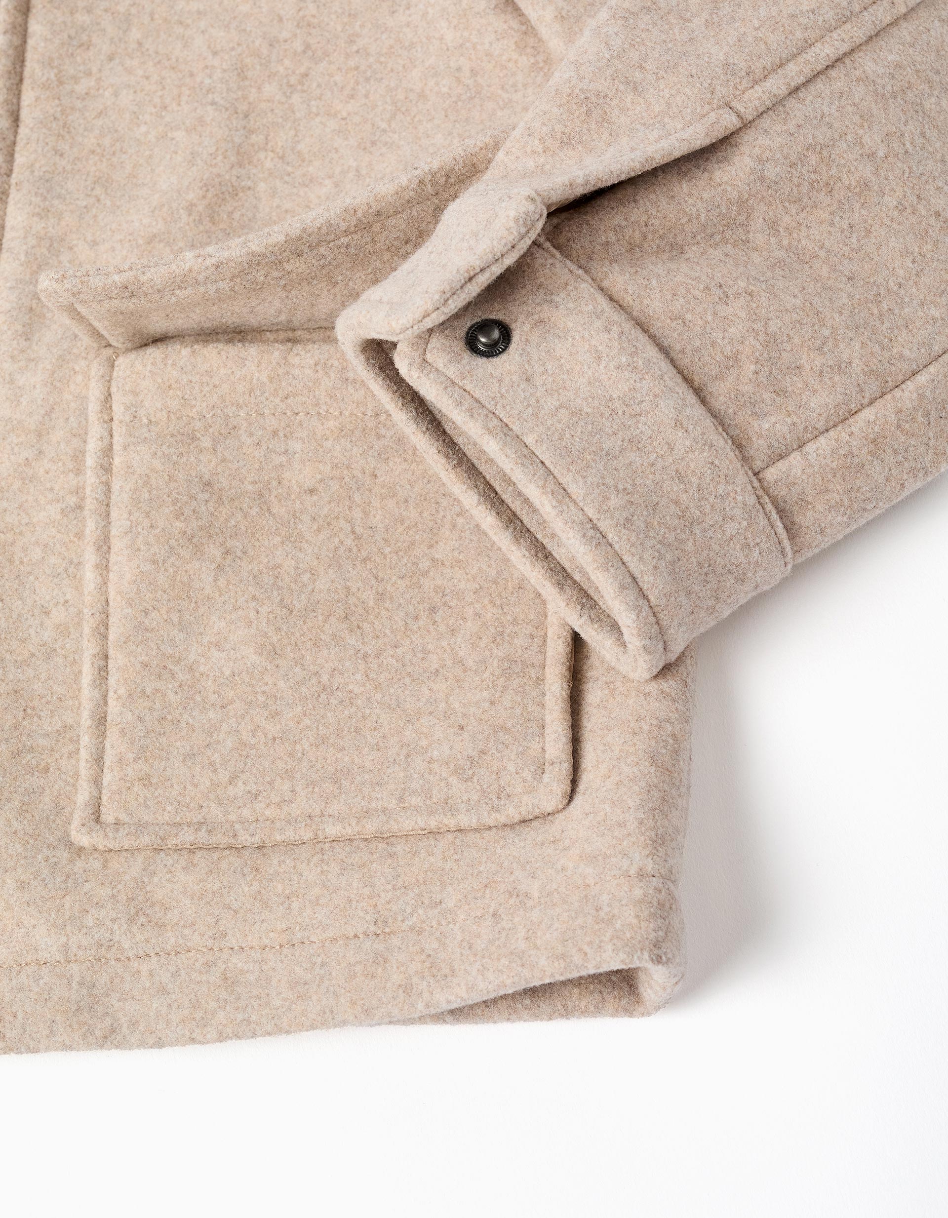 Wool effect coat with zip and flap pockets 'B&S' for boys, beige