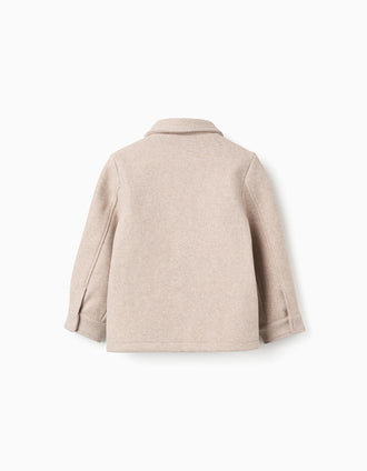 Abrigo efecto lana con cremallera y bolsillos 'B&S' para niño, beige