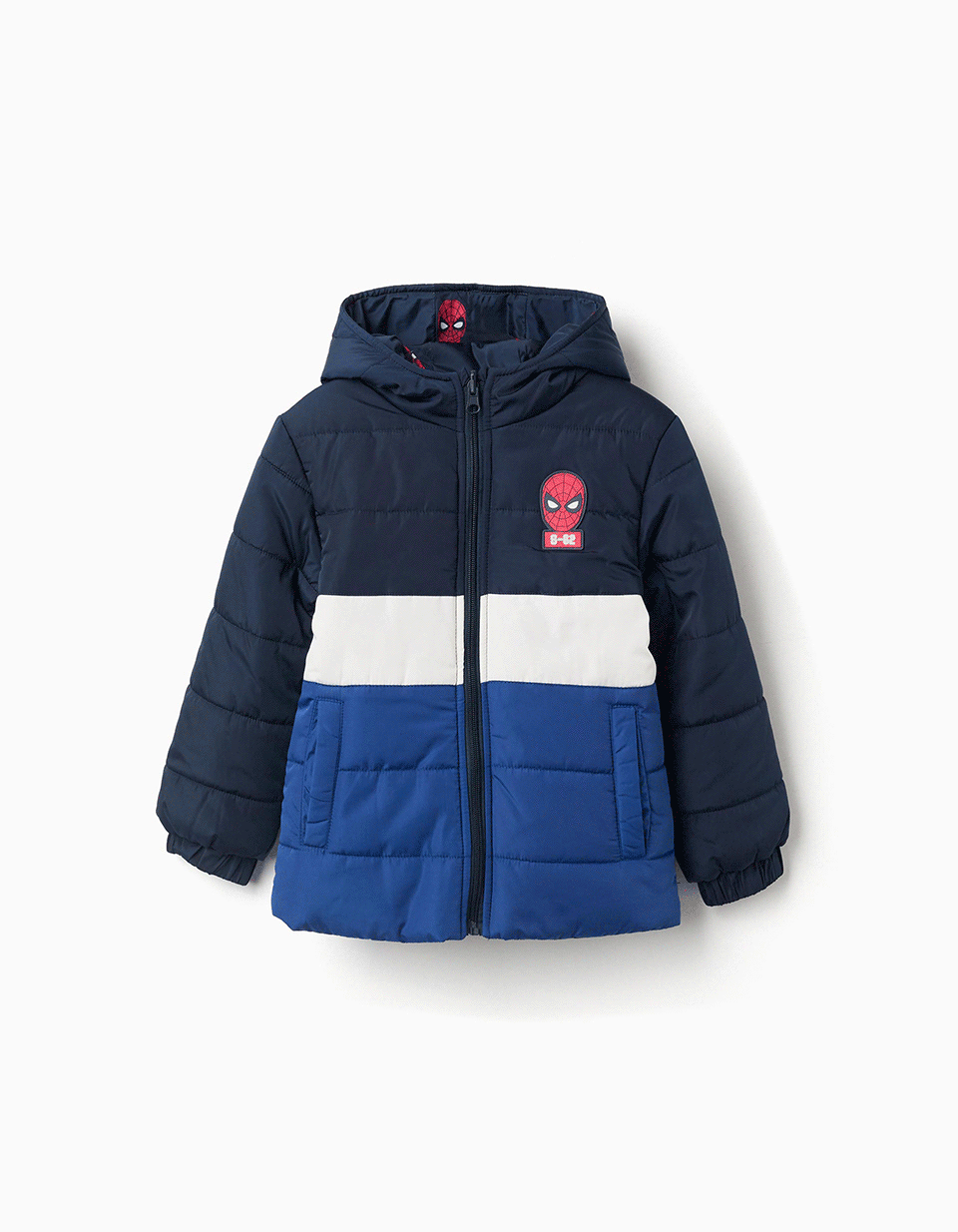 Reversible Quilted Jacket 'Spider-Man' for Boys, Blue/White