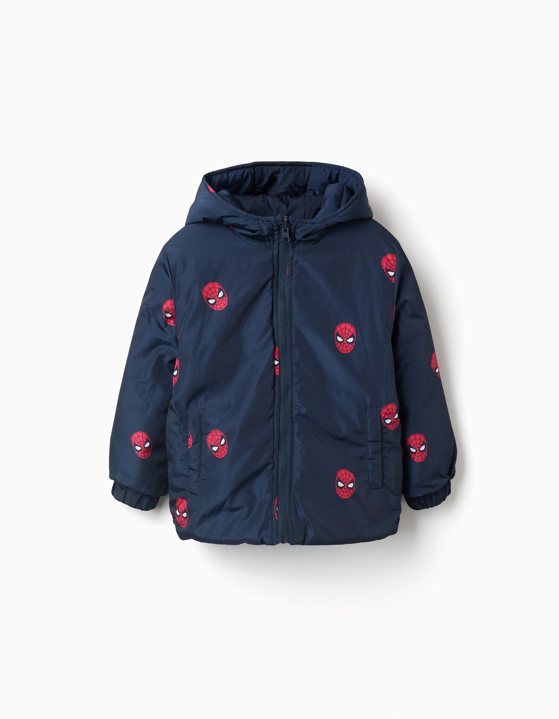 Reversible Quilted Jacket 'Spider-Man' for Boys, Blue/White