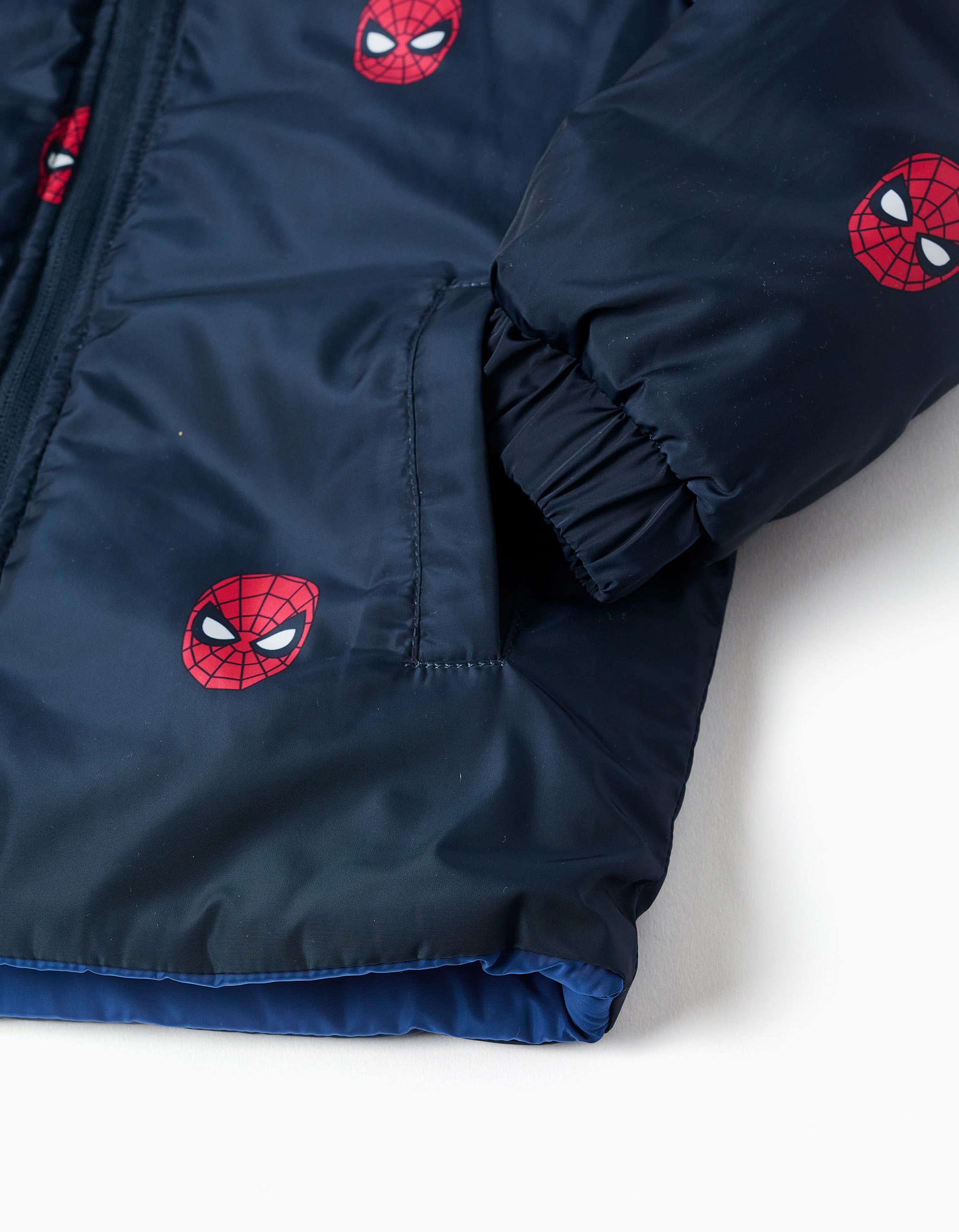 Reversible Quilted Jacket 'Spider-Man' for Boys, Blue/White