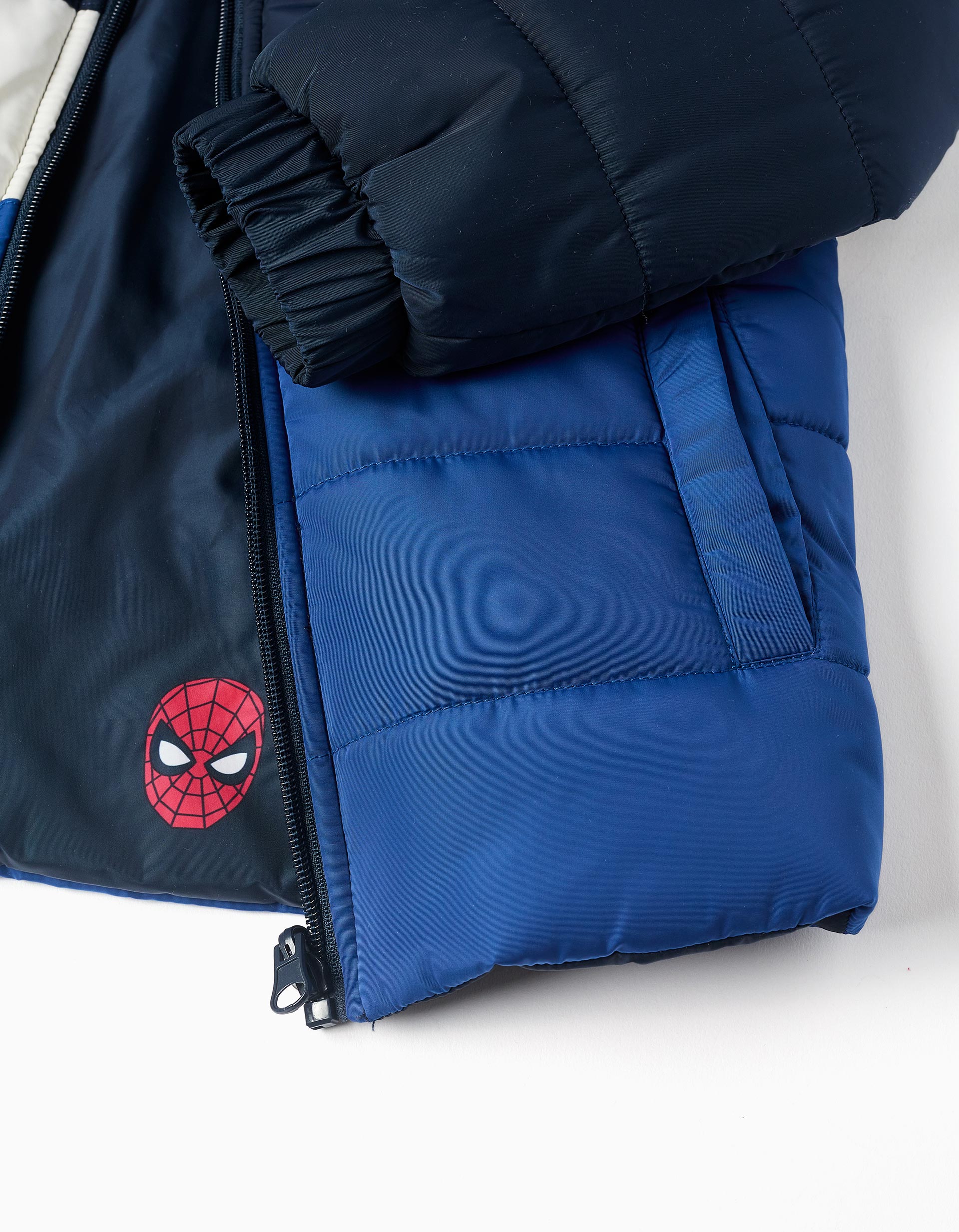 Reversible Quilted Jacket 'Spider-Man' for Boys, Blue/White