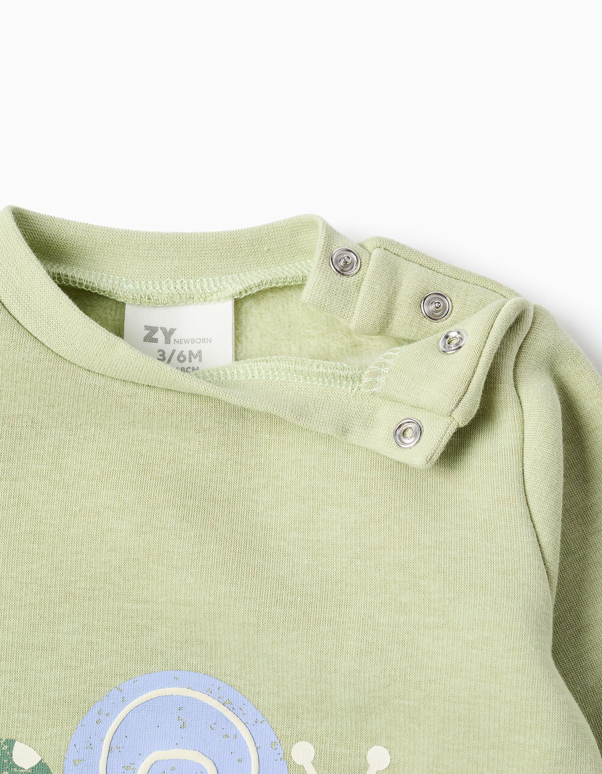 Sweat com forro polar térmico e estampado para recém-nascido, verde