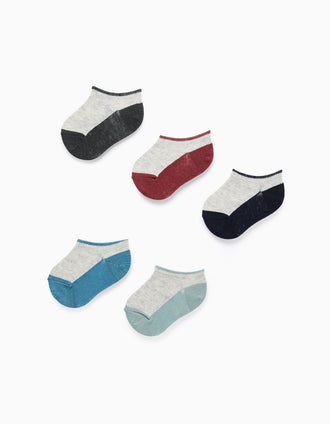 Pack 5 Pares de Meias Curtas Bicolores para Bebé Menino, Multicolor