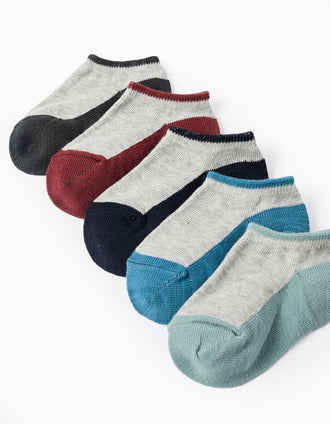 Pack 5 Pares de Meias Curtas Bicolores para Bebé Menino, Multicolor