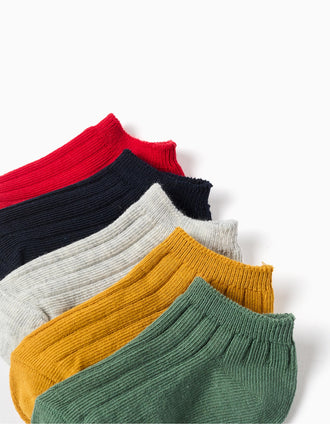 Pack de 5 Pares de Meias Curtas Caneladas para Bebé Menino, Multicolor