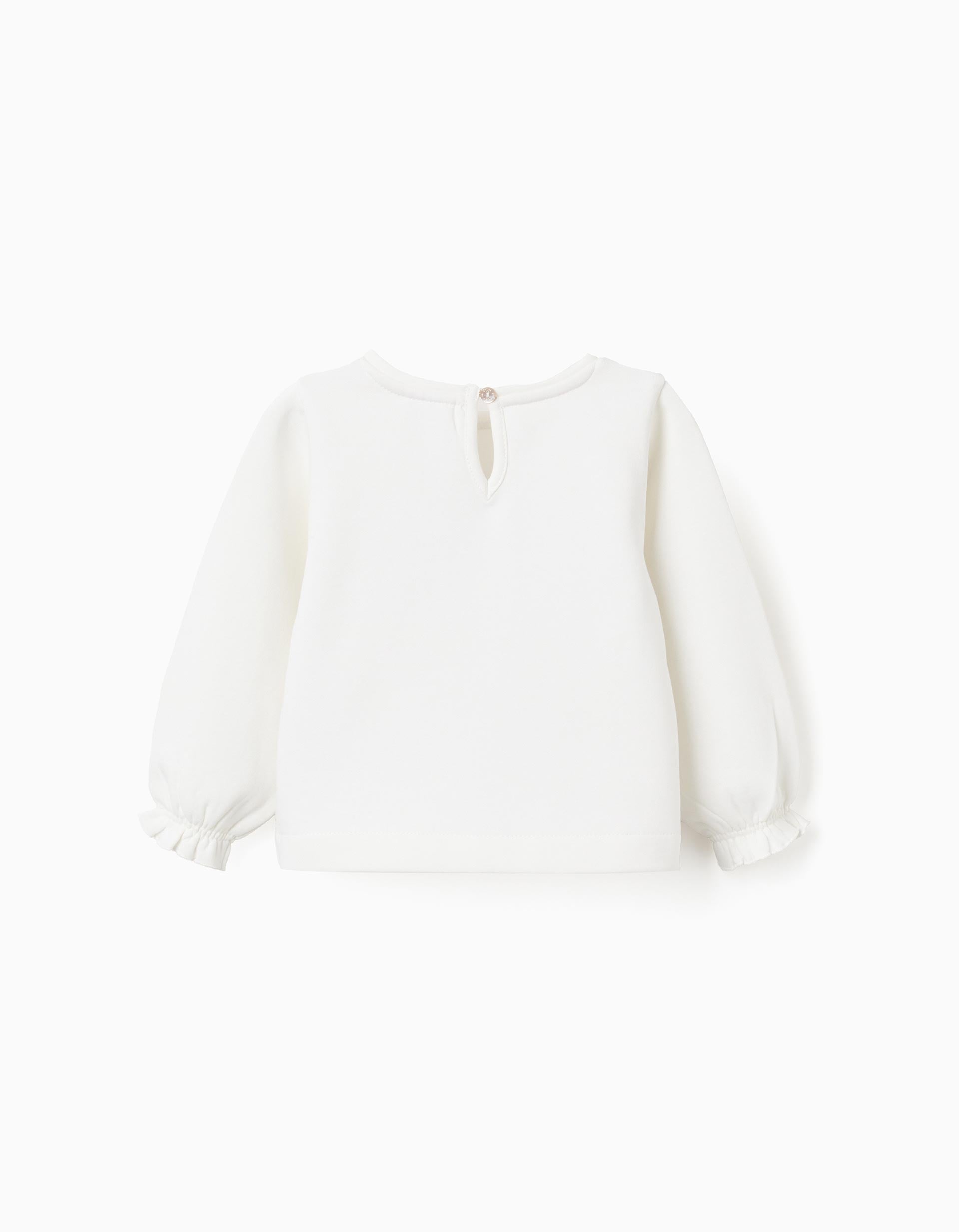 Sweat cardada com estampado de coelho de Natal para bebé menina, branco