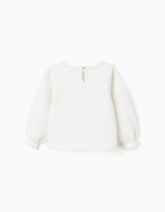 Brushed sweatshirt with Christmas bunny print for baby girls, white