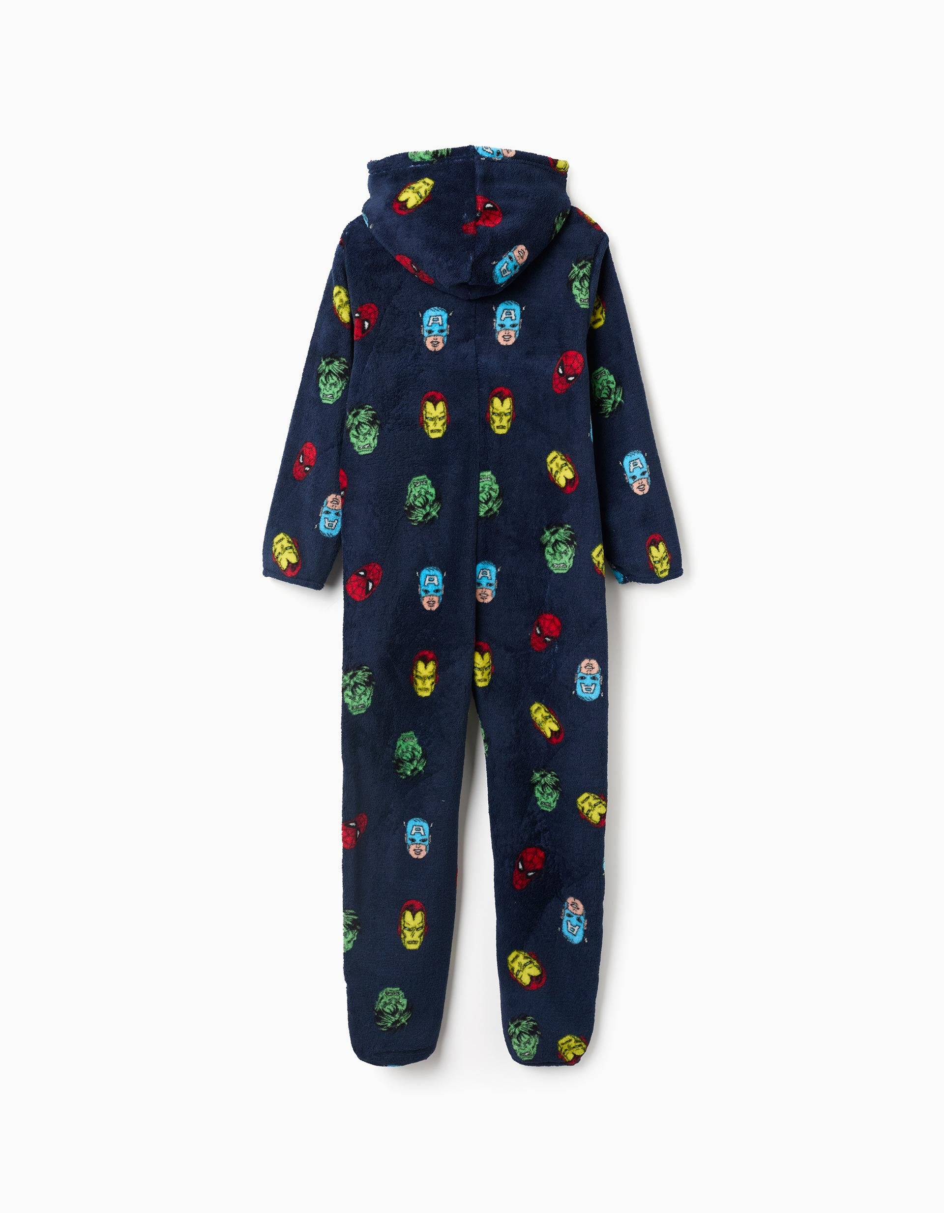 Coral fleece onesie with Marvel motif for babies and boys, dark blue