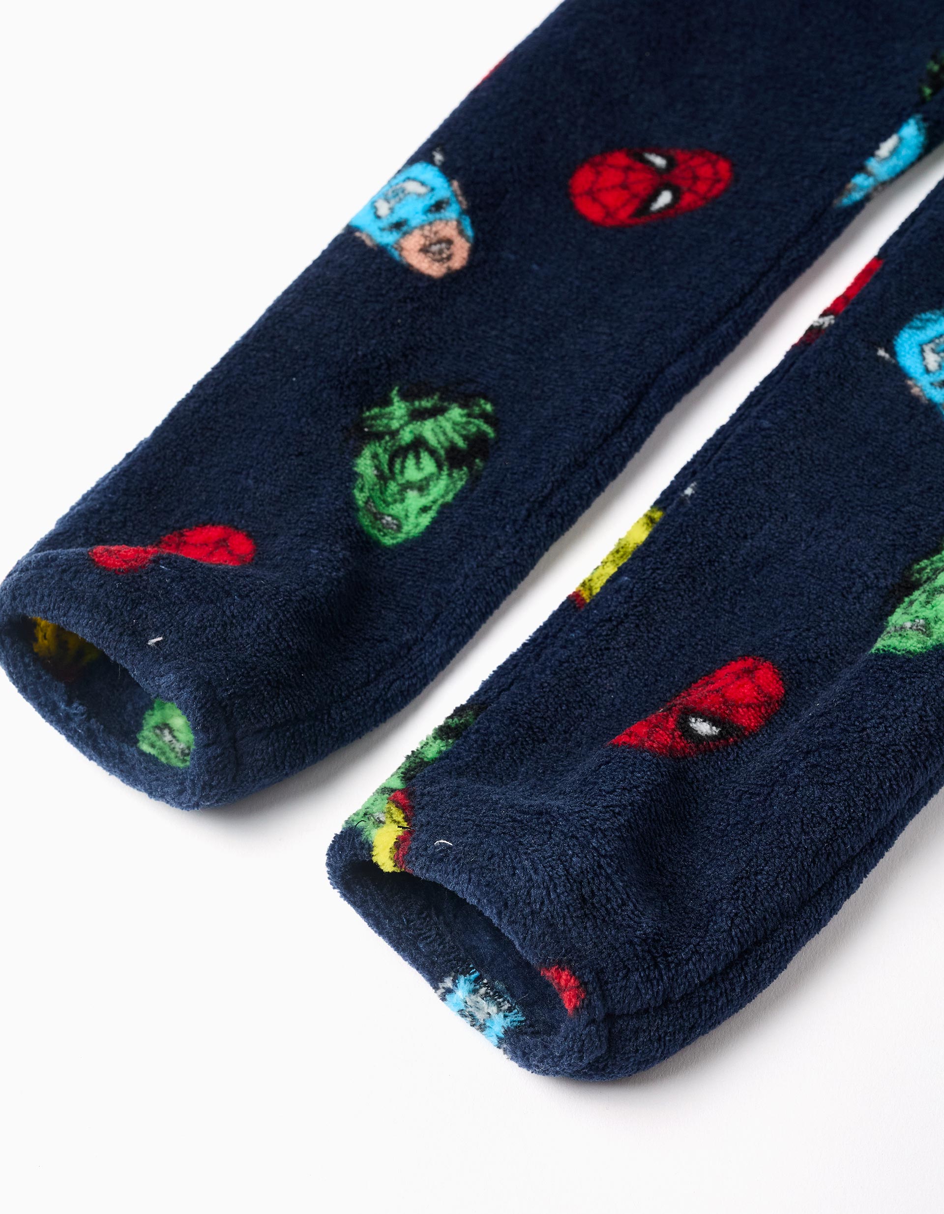 Coral fleece onesie with Marvel motif for babies and boys, dark blue