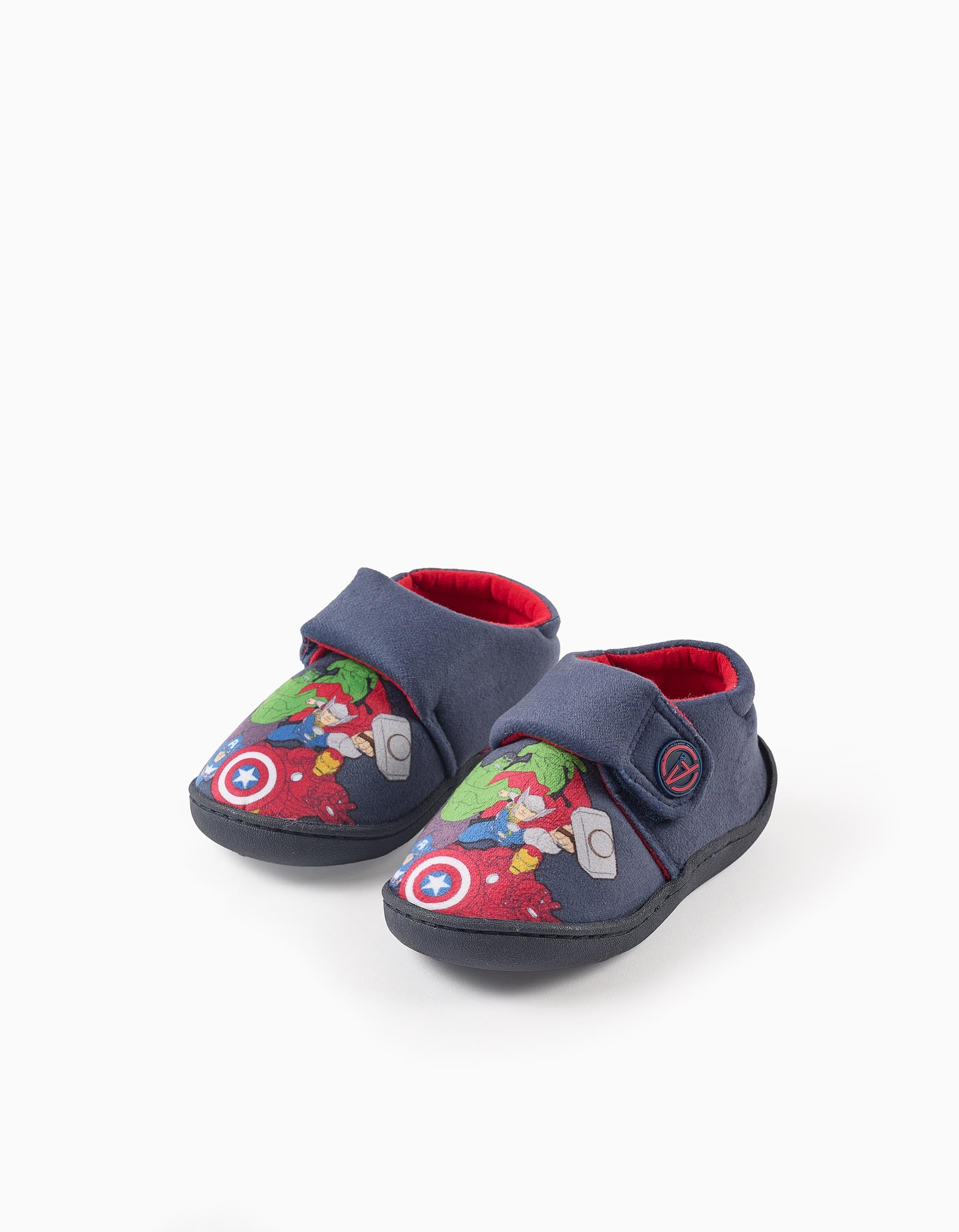 Velvet slippers with Avengers for boys, blue/red