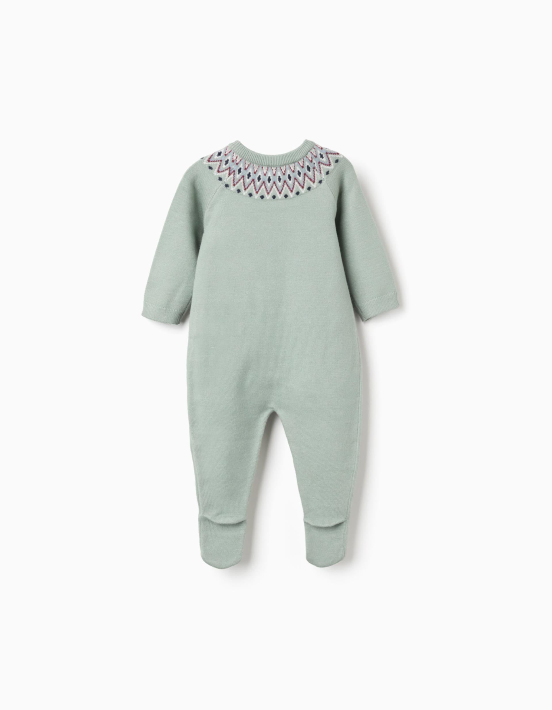 Babygrow de malha com jacquard para recém-nascido, verde