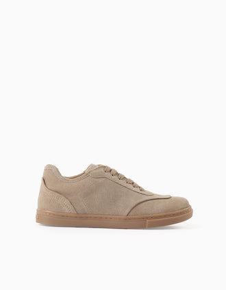 Baskets en daim avec lacets pour garçon, beige