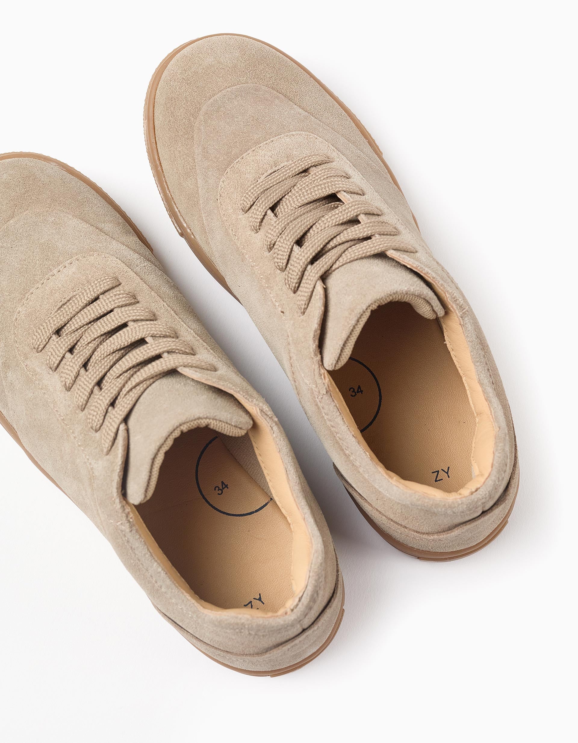 Suede trainers with laces for boys, beige