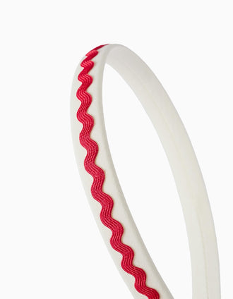 Diadema con Cintas Griegas para Niñas, Blanco/Rojo