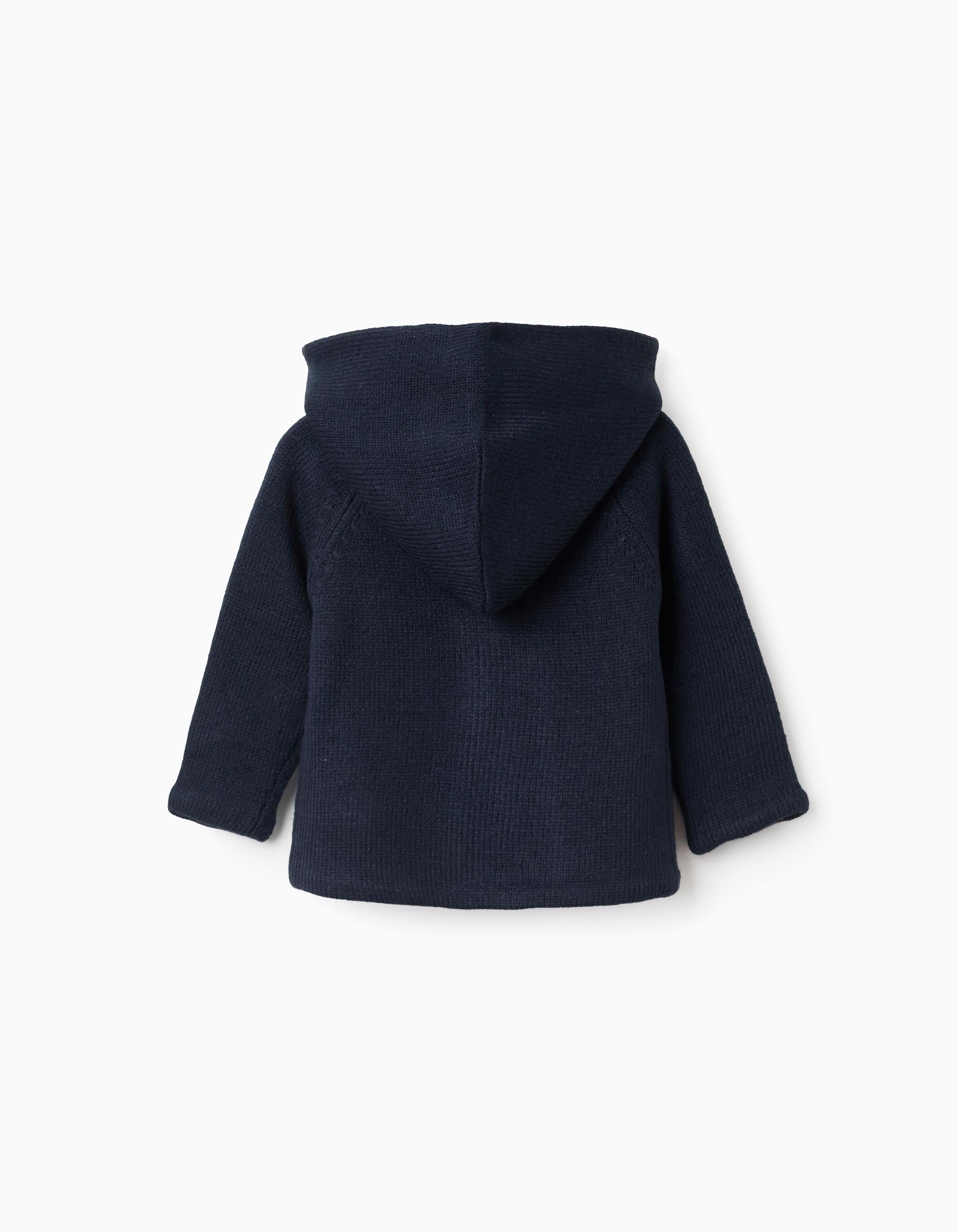 Casaco reversível de malha com capuz para recém-nascido, azul/vermelho