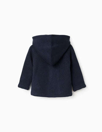 Casaco reversível de malha com capuz para recém-nascido, azul/vermelho