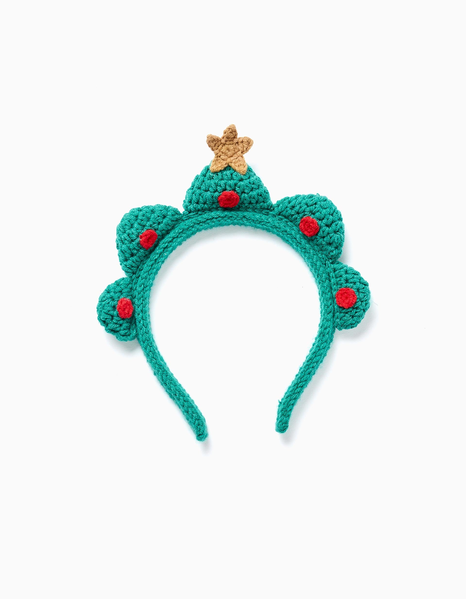 Knitted Headband with Star for Babies and Girls 'Christmas', Green