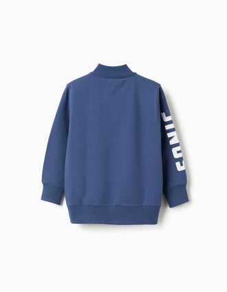 Sweat de algodão cardado com estampados Sonic para menino, azul