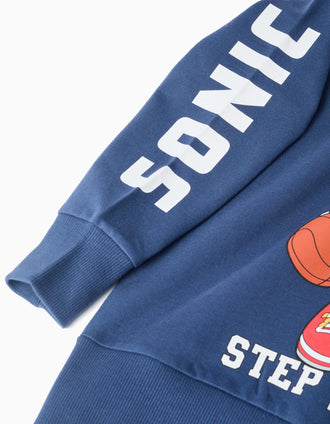Sweat de algodão cardado com estampados Sonic para menino, azul