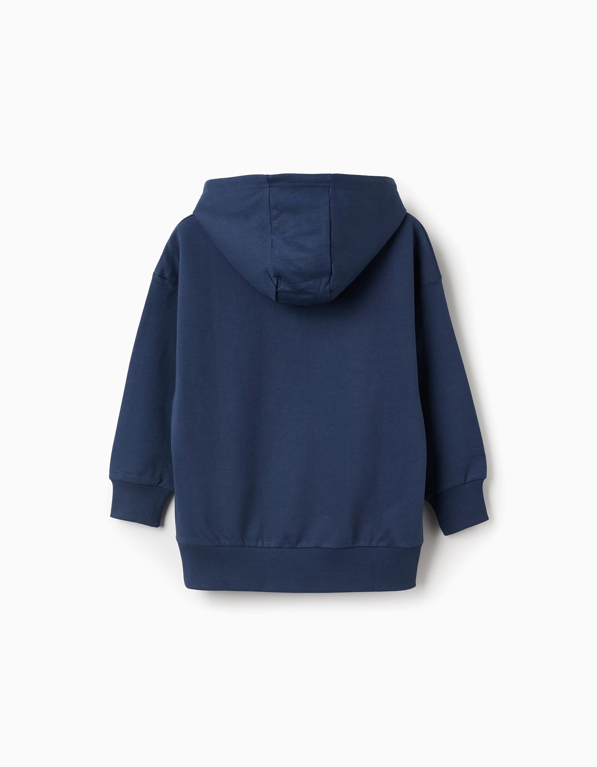 Hooded brushed sweatshirt with Pikachu print for boys, dark blue