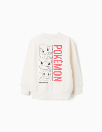 Sweat cardada com estampado Pokémon para menino, branco