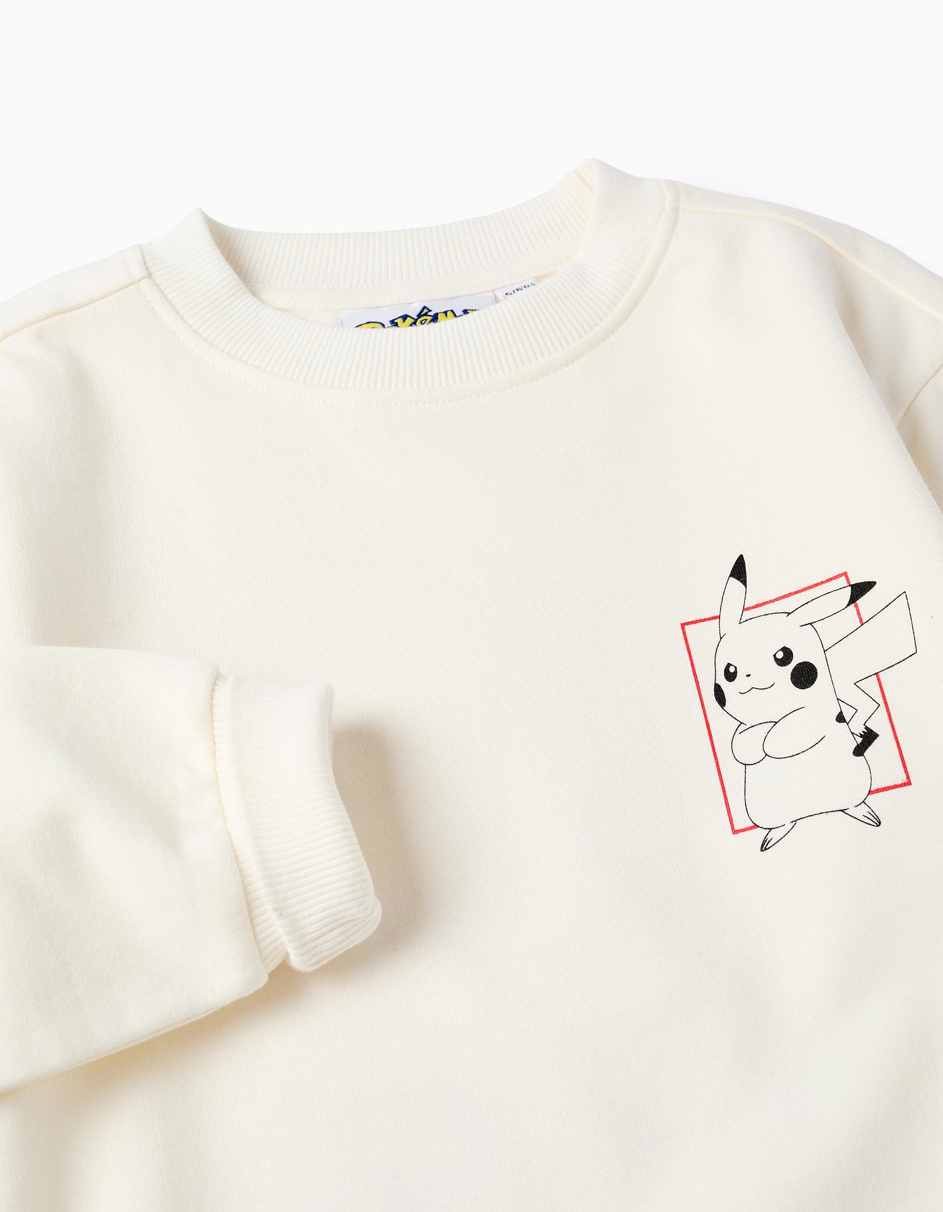 Brushed cotton sweatshirt with Pokémon print for boys, white