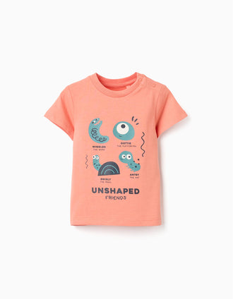 T-shirt de Algodão com Estampado 'Bichinhos' para Bebé Menino, Laranja