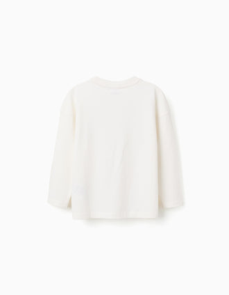 T-shirt en coton avec imprimé Sonic pour garçon, blanc/bleu