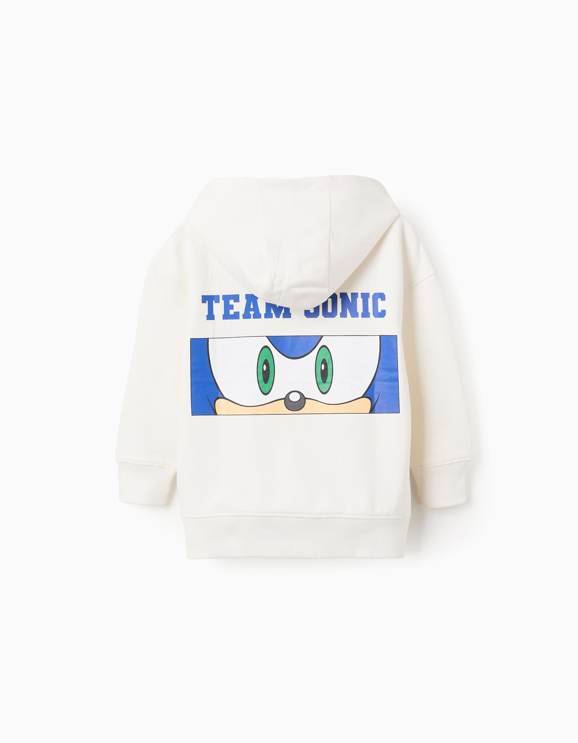 Hooded brushed sweatshirt with Sonic and Tails print for boys, white