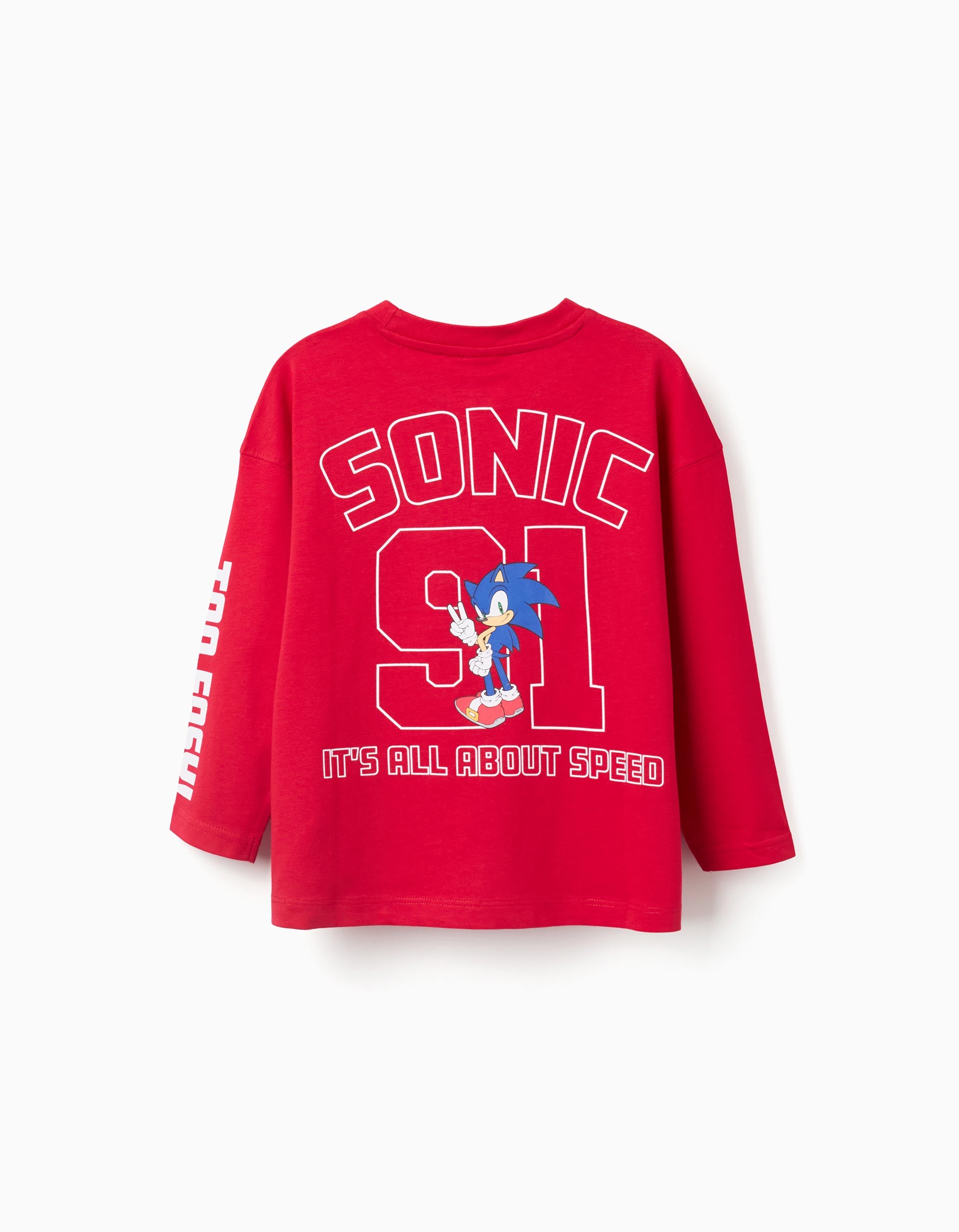 T-shirt en coton avec imprimé Sonic pour garçon, rouge