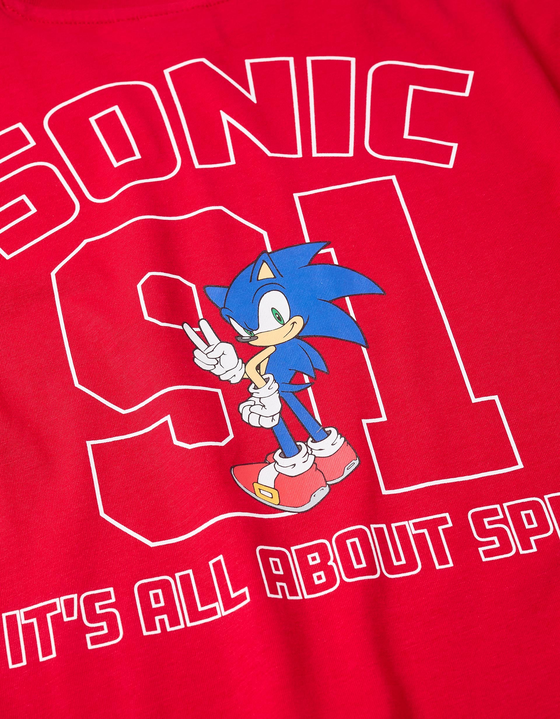 T-shirt en coton avec imprimé Sonic pour garçon, rouge