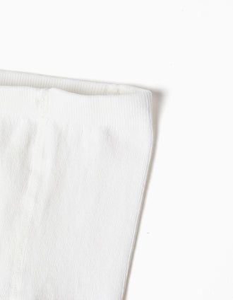 Leotardos de punto lisos anti-bolitas para niña, blanco
